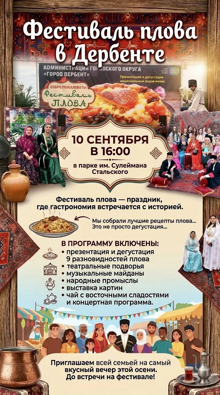 Фестиваль плова пройдёт в Дербенте 10 сентября
