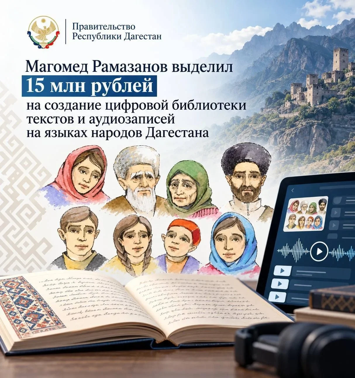Магомед Рамазанов выделил 15 млн рублей на цифровую библиотеку языков Дагестана